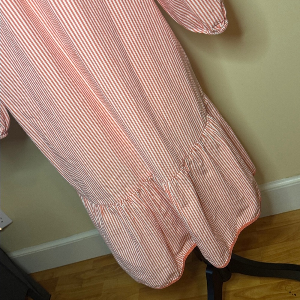 Crown and Ivy women’s small summer bell dress‎ coral/white striped V neck - Picture 5 of 6